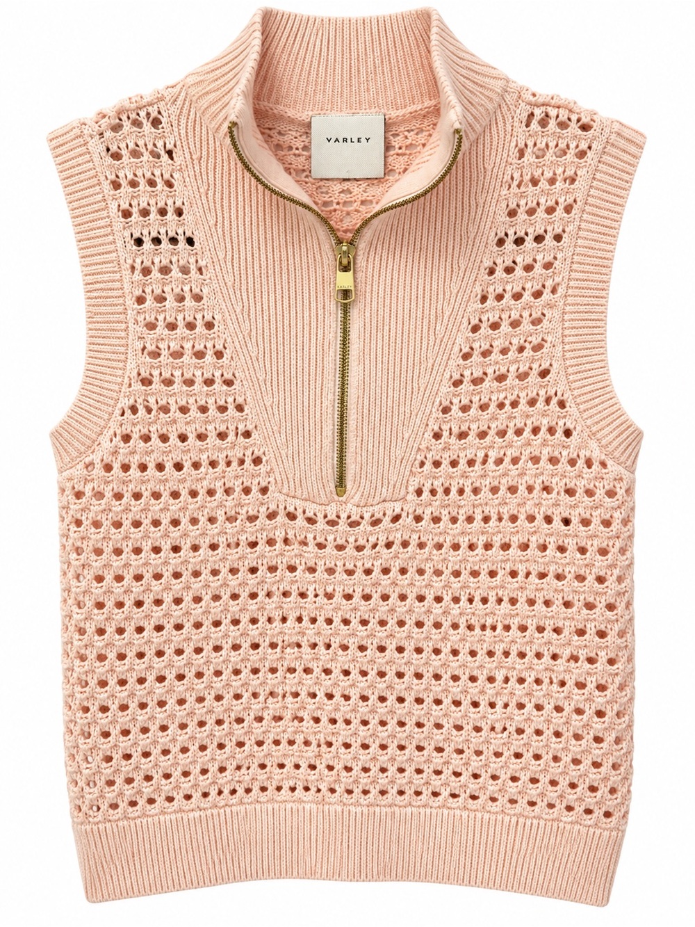 Varley Open Knit Half-Zip Sweater Vest – Size Small 100% Cotton - Picture 2 of 7